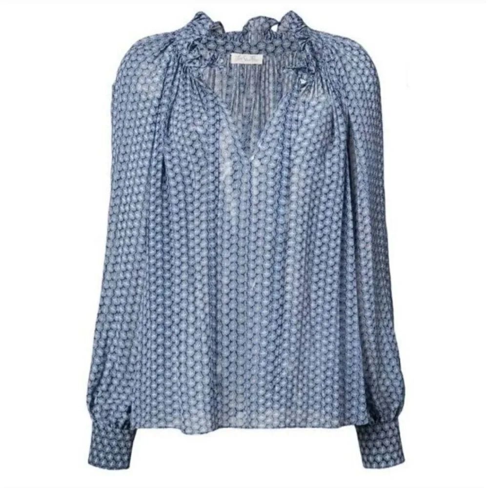 LoveShackFancy Silk Floral Victorian Ruffle Top